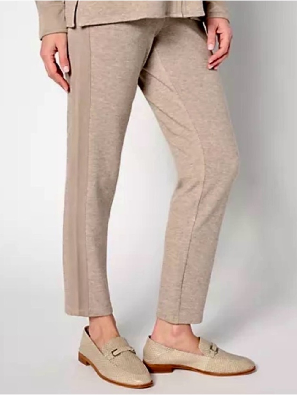 New  Isaac Mizrahi Live! Petite Soho Slim Knit Pants / Beige / XL Petite